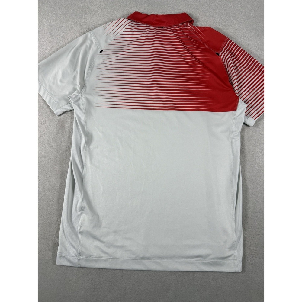 Nike Golf Dri Fit Polo Shirt Mens Medium Red‎ White Stripe Tour Performance - Picture 14 of 16